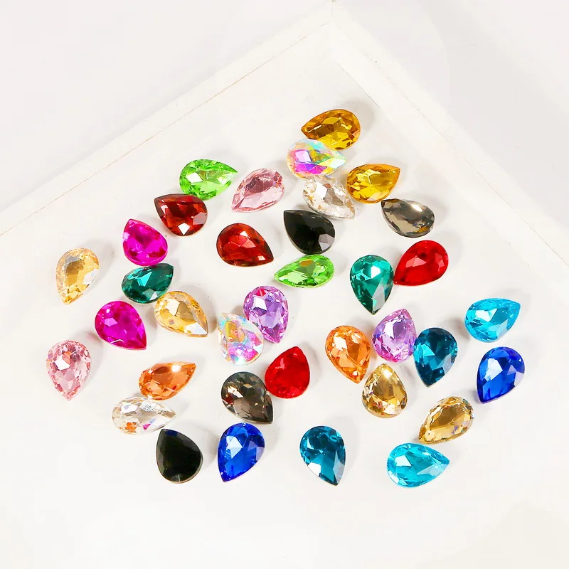 20 colori di Goccia Dell\'acqua di Scintillio Lucido di Cristallo di Vetro Del Chiodo Strass Pendenti e Ciondoli FAI DA TE Design Polacco 3D Manicure