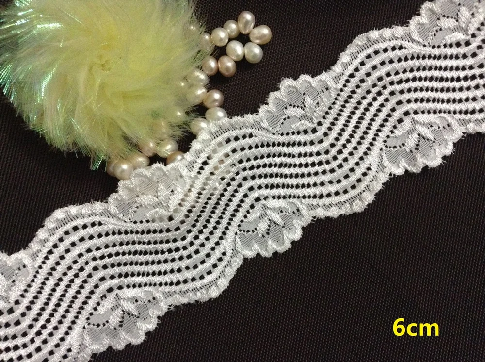 6cm exquisite elastic jacquard cream lace, soft and elegant lace trimming,fashion wave pattern,XERY13733