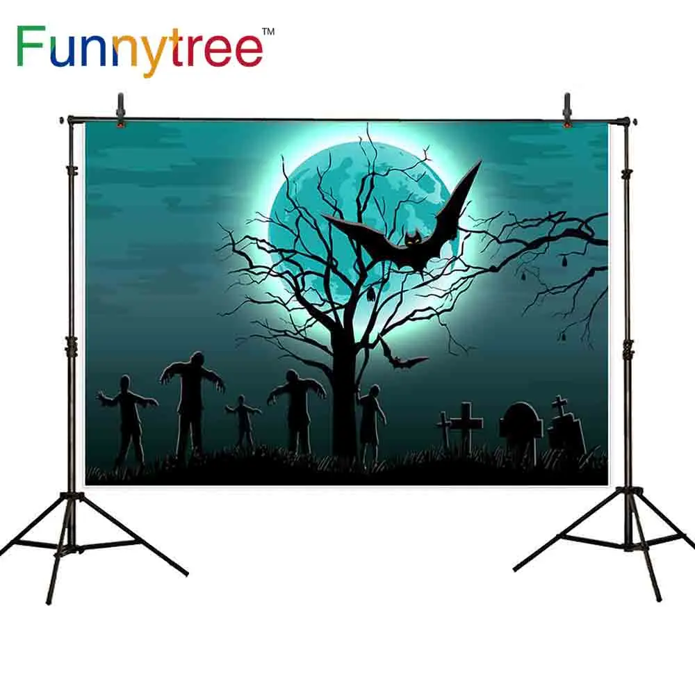 Funnytree photophone Wallpapers cemetery Halloween party tomb zombie horror evil full moon dead tree newborn background backdrop