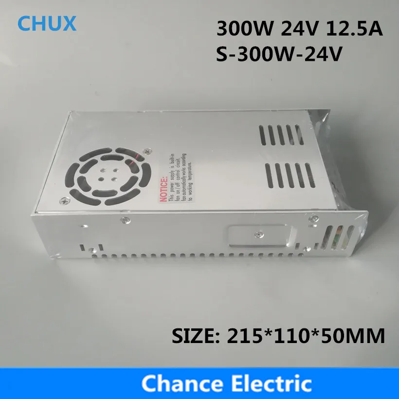 

CHUX 300w 24v Switching Power Supply 12.5a Single Output 220v Input S-300w-24v With Fan Regulate Ac To Dc Led Switch Smps