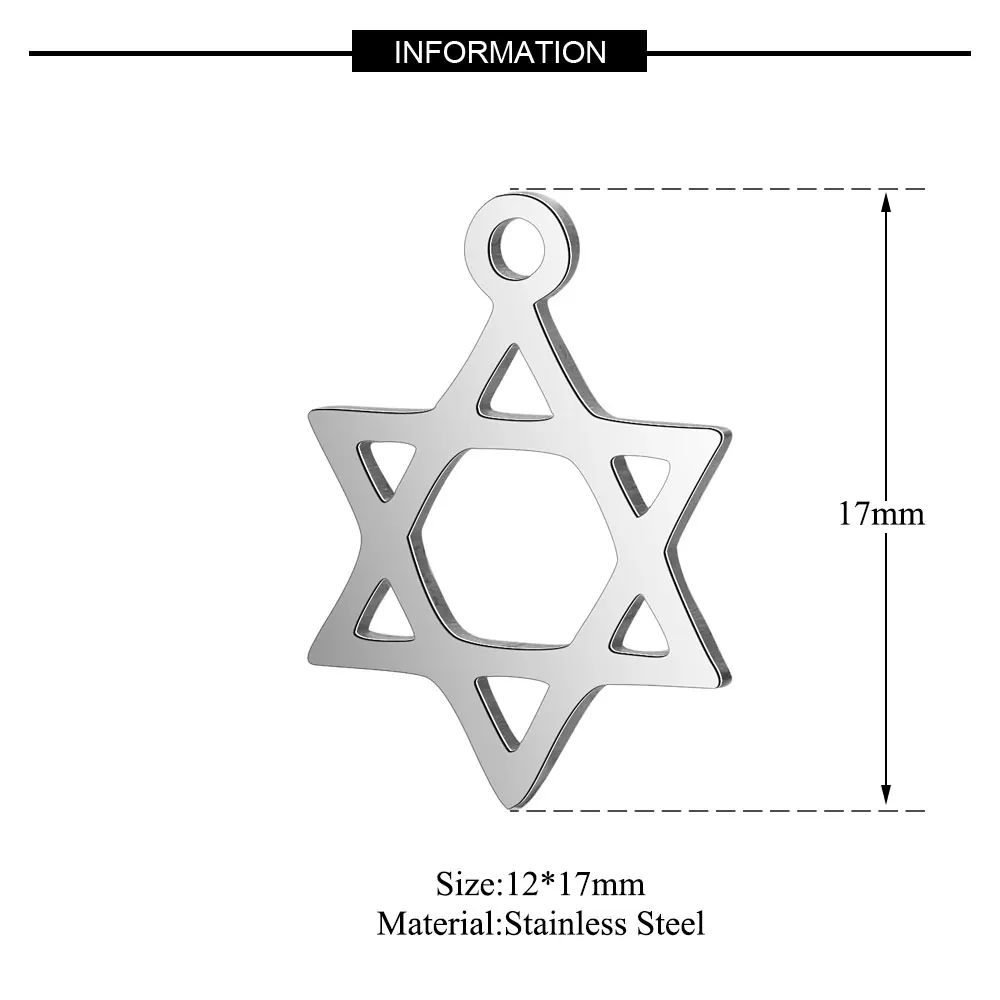10 piezas de colgante de amor infinito de la estrella de David de la paz, venta al por mayor, colgantes de calidad AAAAA de alto pulido de acero