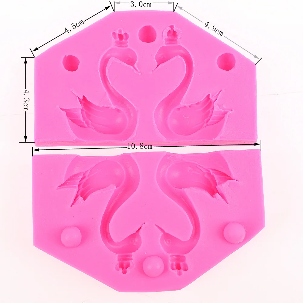 2 Pcs/ set 3D Swan soap mould chocolate cake decorating tools DIY baking fondant silicone mold F0441