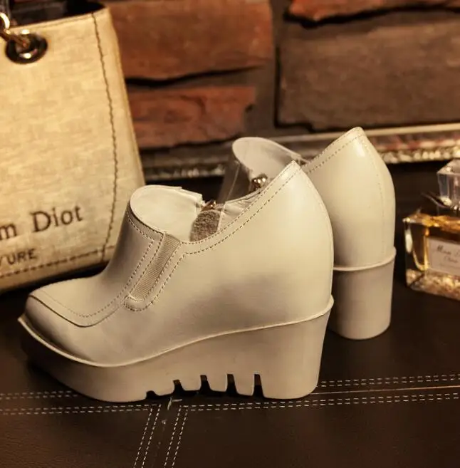 XGRAVITY 2027 Sexy Genuine Leather Lady High Heel Dress Wedges Design Pointed Toe Woman High Heels Ladies Platform Shoes A067