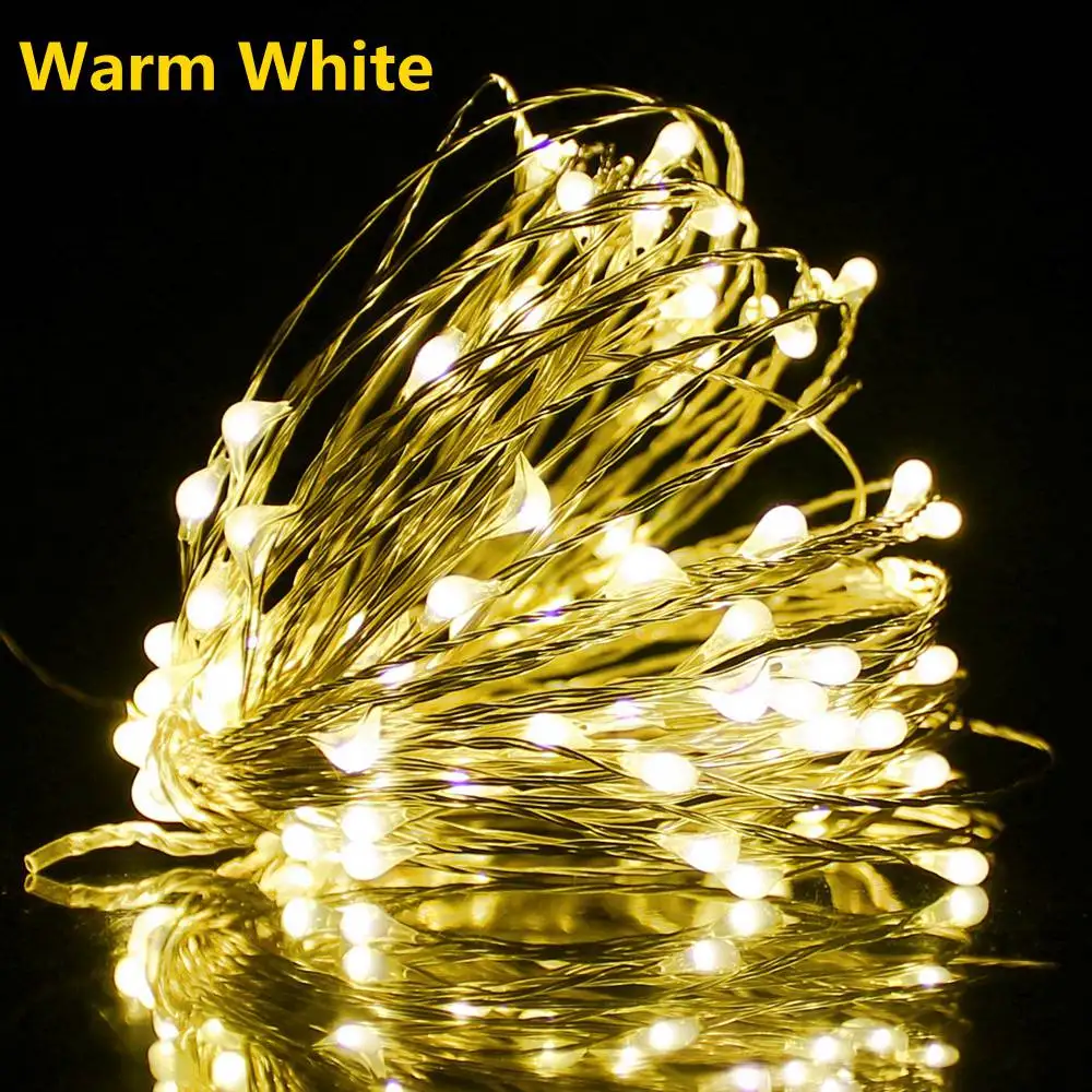 Cobre e Silver Wire LED String Fairy Lights, Iluminação de Natal para árvore de Natal, guirlanda, decoração de casamento, 1m, 2m, 5m, 10m, 20m