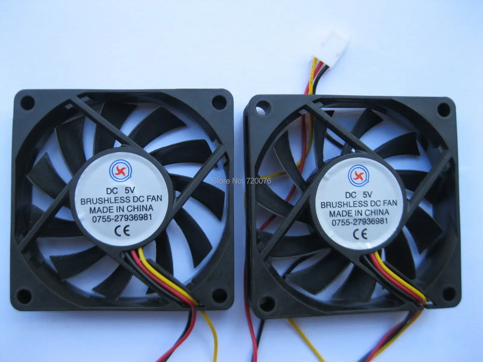 2 pcs Brushless DC Cooling Fan 11 Blade 5V 7015S 70x70x15mm 3 Wires