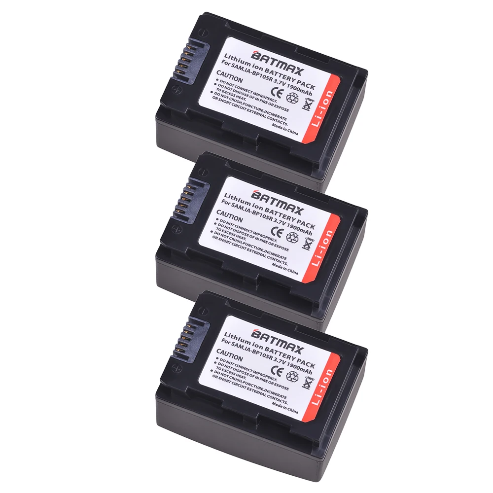 3Pcs 1900mAh IA-BP105R IABP105R BP105R IA-BP210R IABP210R BP210R Battery for SAMSUNG SMX-F500 F501 F530 HMX-F900 F910 F920 H320