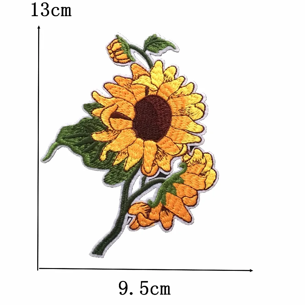 2PCS Sunflower Flower Granny Chic Retro Boho DIY Sew Sewing Applique Patch for Clothes Bags Craft Iron On Embroidered Patches