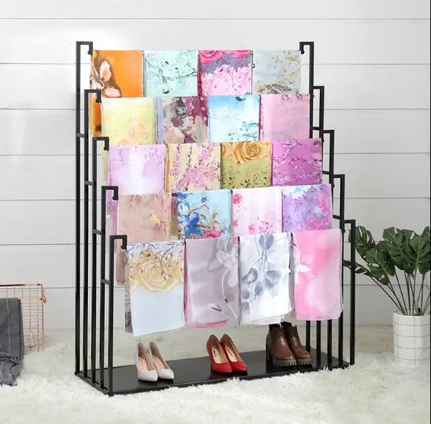 

A clothing store towel display rack.
