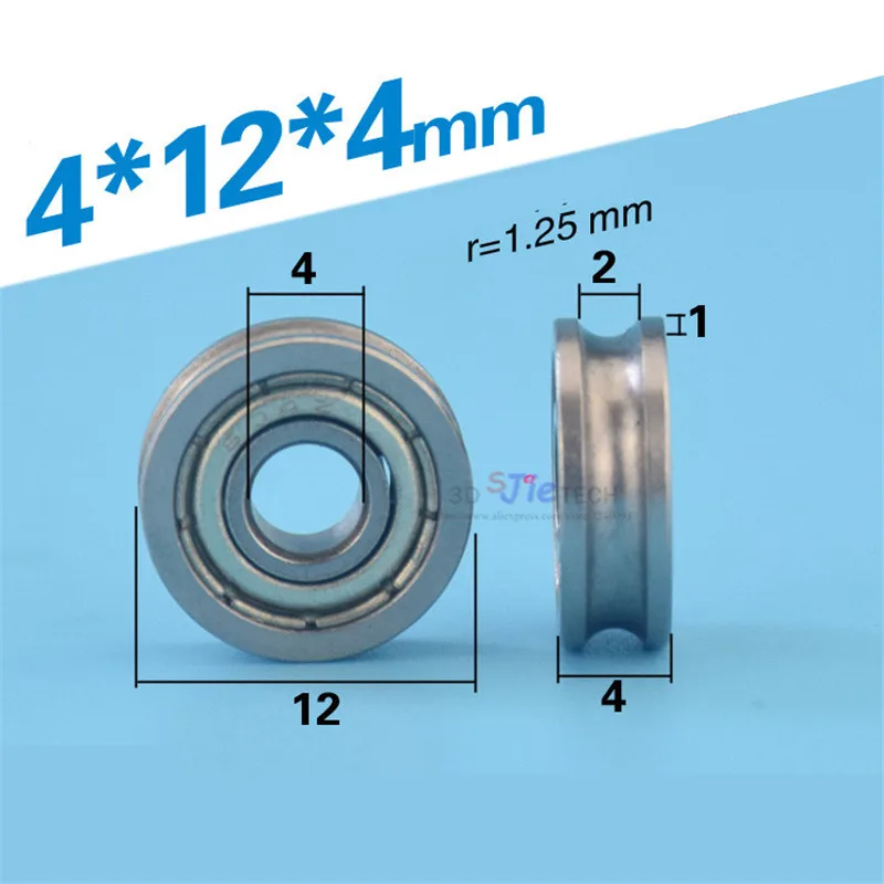 1pcs 4*12*4mm bearing wheel, U grooved groove, 604UU pulley roller, 604zz steel wire wheel, lifting wheel, mute