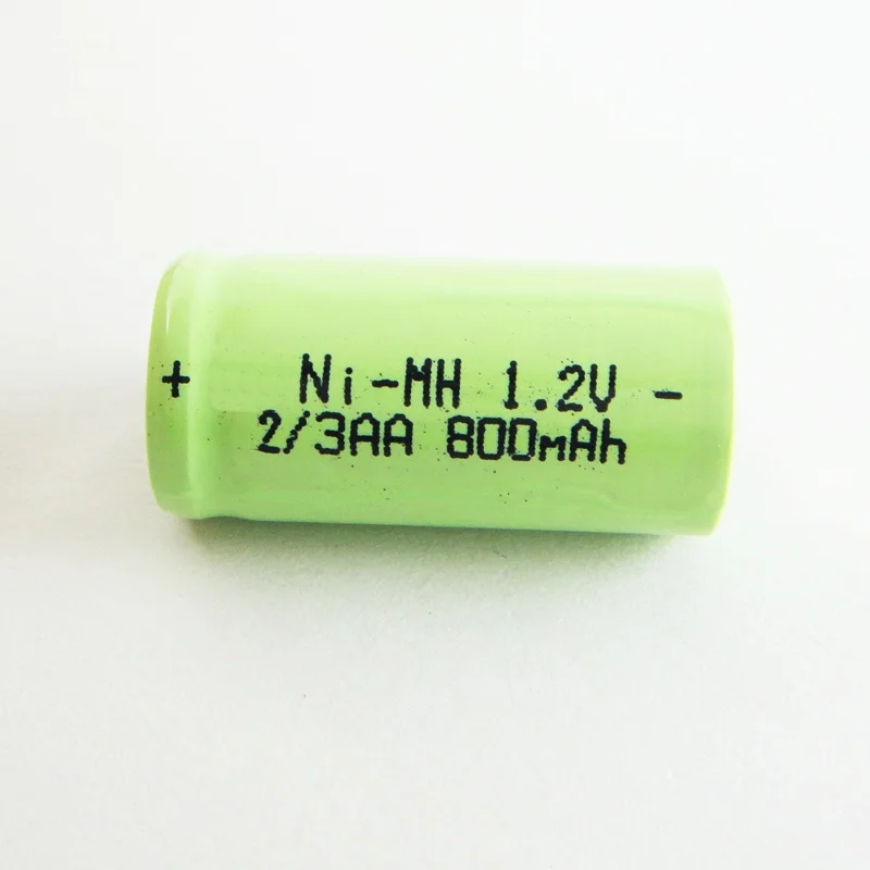 بطارية قابلة لإعادة الشحن Ni-MH ، بني ، 1.2 فولت ، 2/3AA ، Ni-MH ، 800 مللي أمبير ، NiMH ، خلية ليثيوم أيون قابلة لإعادة الشحن