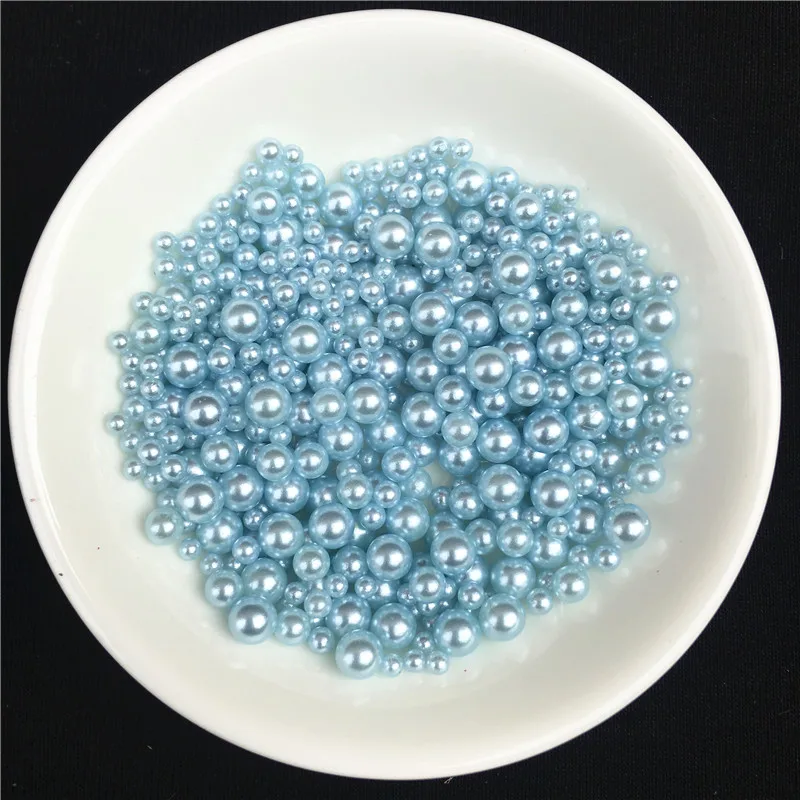 10grams Light Blue ABS Pearls 2.5/3/4/5/6/8mm Round Acrylic Imitation Pearl Beads for Jewelry Making /Nail Art /Phone