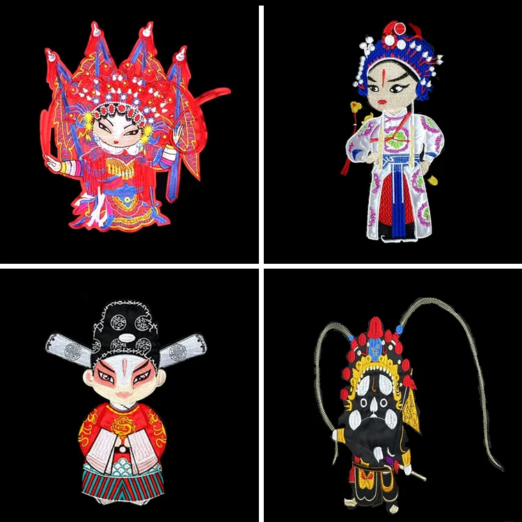 Embroidery classical cartoon figure patch opera characters embroidered applique Peking Opera character