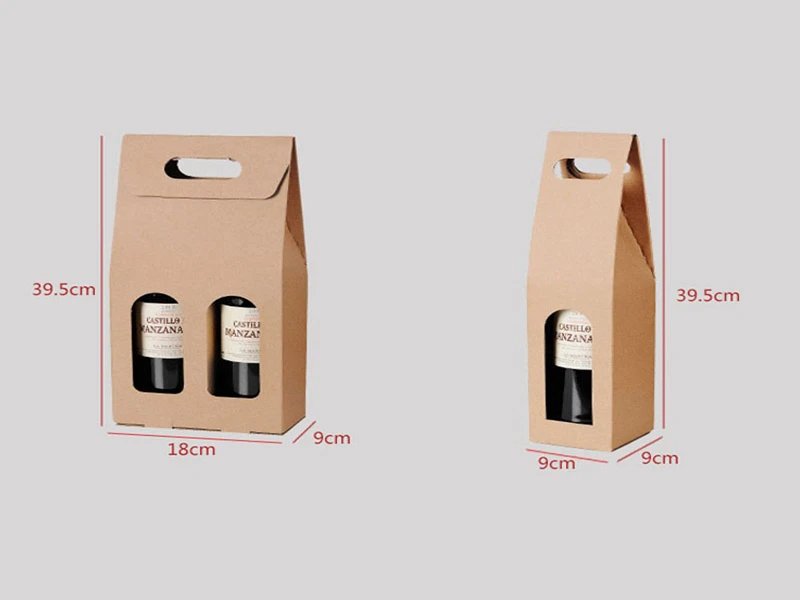 

50 kraft paper folding boxes environmentally friendly kraft paper wine box double wine gift box can be customized logo