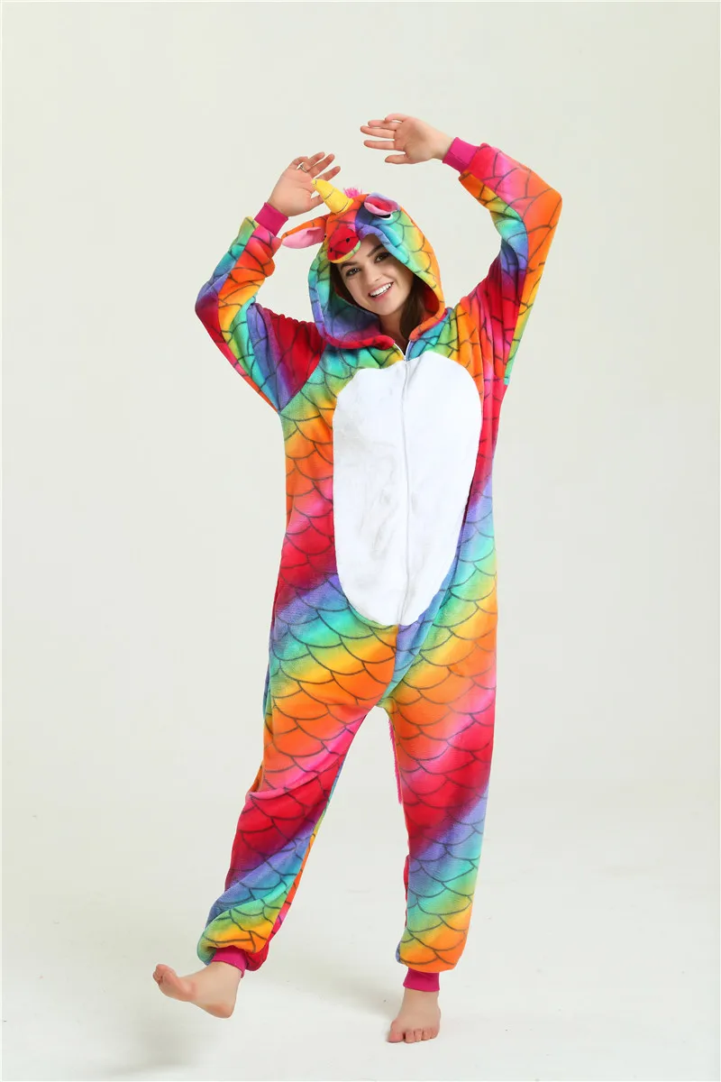 Kigurumi-Disfraz de halloween para adultos, mono de animales de franela con cremallera, Invierno