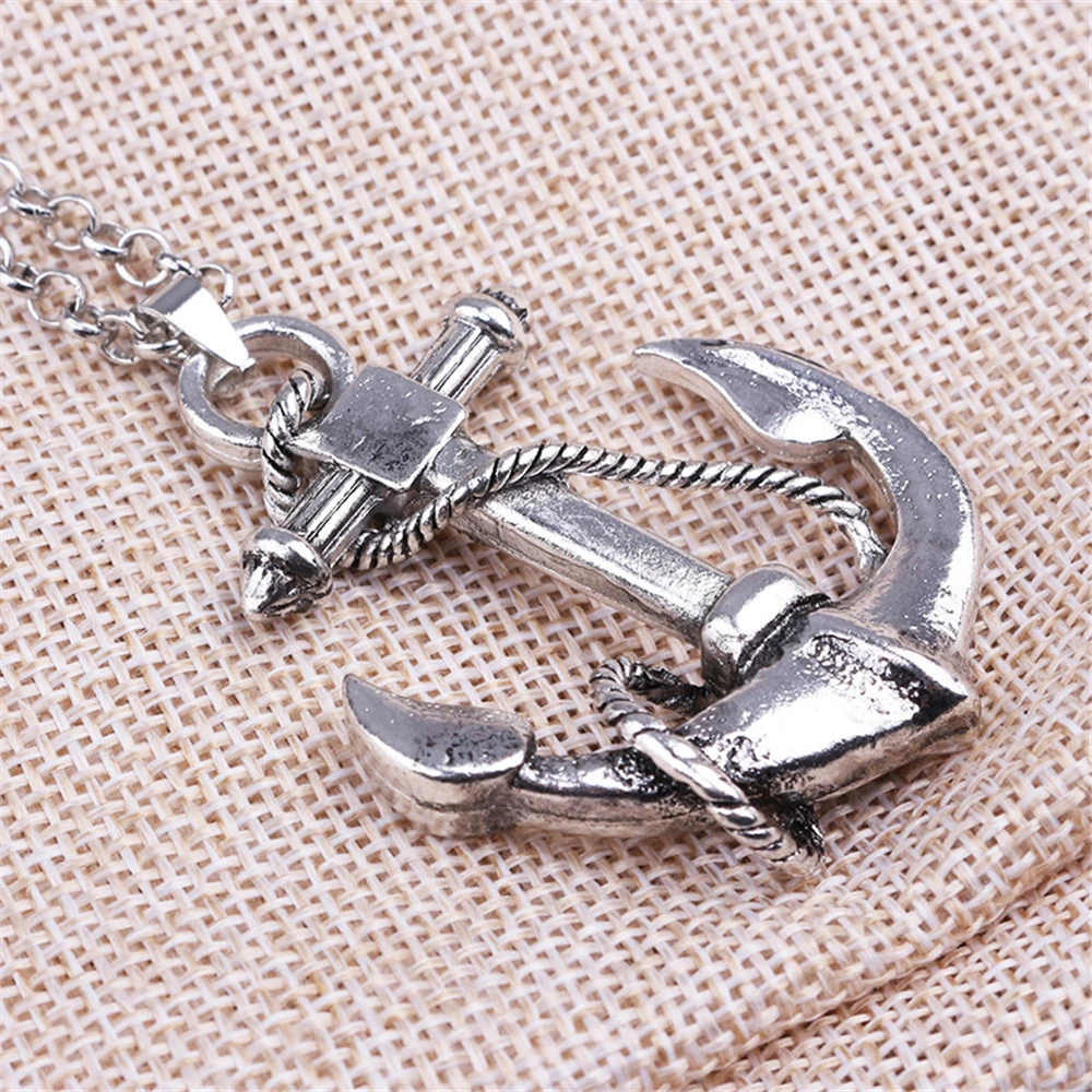 One Piece Punk Gothic Casting Navy Viking Rope Sea Ship Sailor Anchor Pendants Necklaces for Men's Fashion Jewelry Accessories image 3