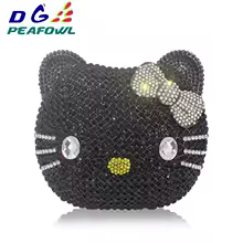 Cartoon Cat Face evening bag cartoon girl Handbags animal crystal Clutch bag diamond party Purse ladies prom Shoulder bag - AliExpress