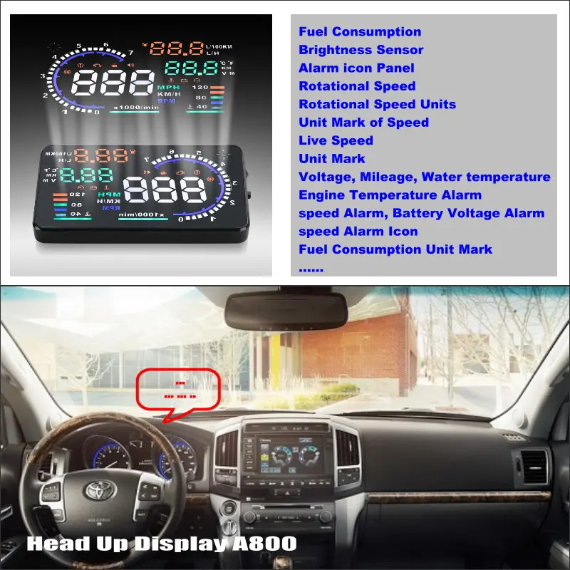 For Toyota Land Cruiser 70 100 200 V8 Car Head Up Display HUD Accessories Safe Driving Screen Projector Windshield Plug And Play