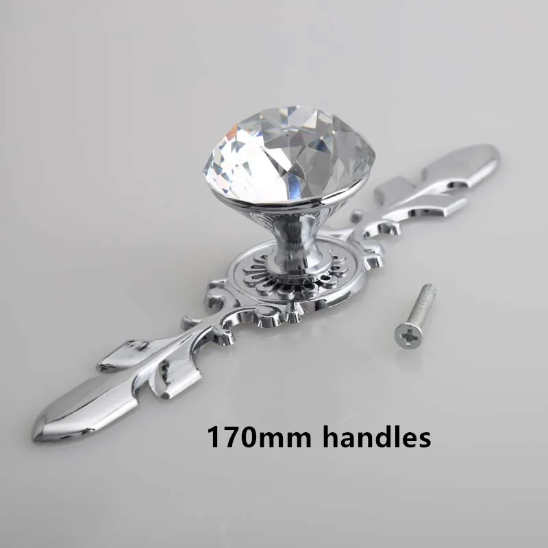 glass crystal dresser handles knobs shiny silver wine cabinet drawer knob handle modern simple fashion deluxe furniture handles