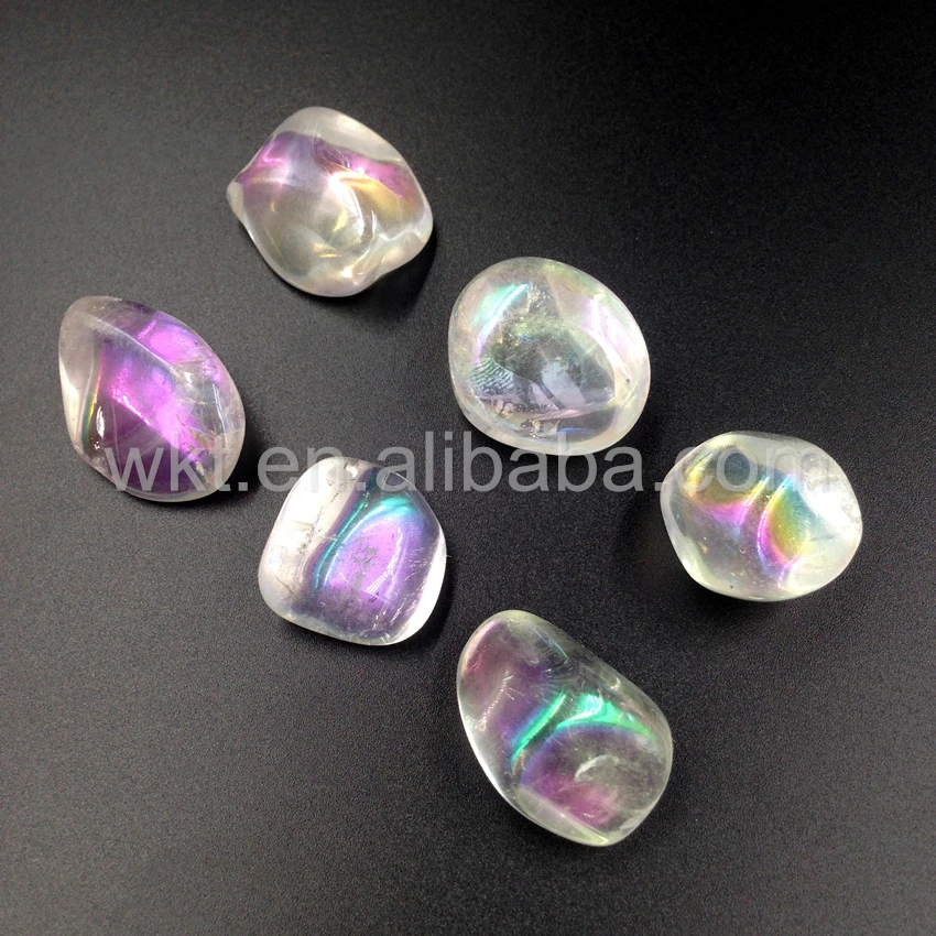 WT-G142 natural angel aura quartz raw angel aura quartz with vivid aura color free form aura quartz with color electroplated