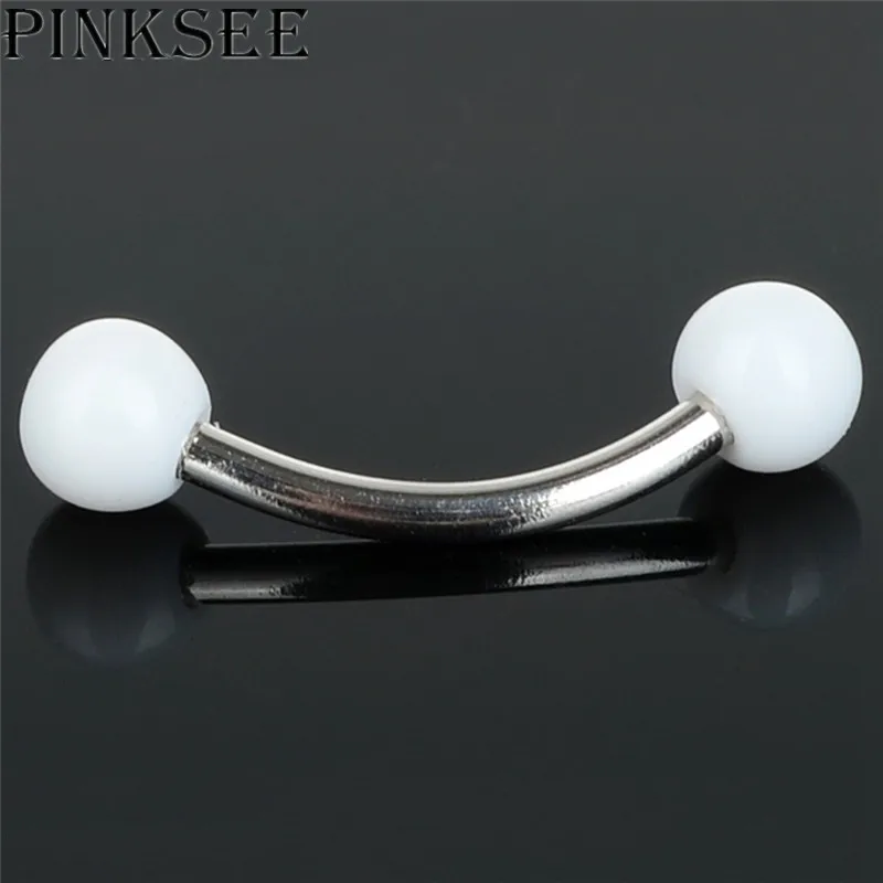 PINKSEE 5Pcs Stainless Steel Acrylic White Black Colorful Ball Bending Bar Lip Ear Stud Navel Body Piercing Women Jewelry