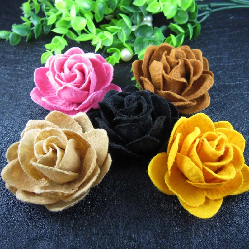 Free shipping ! 24pcs /lot 2.5\'\' Non-woven flower felt lotus flowers can mix order