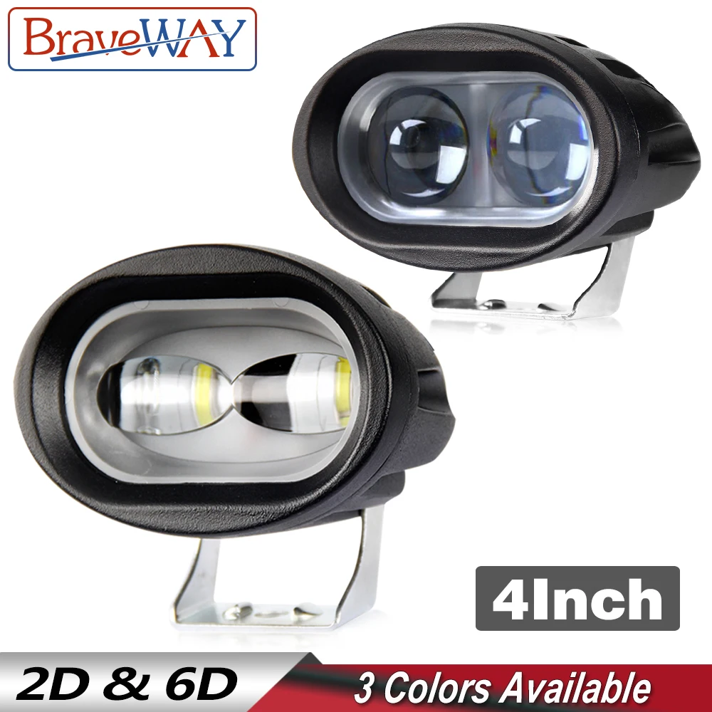 BraveWay 1 PCS Headlight Led Work Light for Offroad Truck LED Work Light 12V for ATV Motor Bike Motorcycle Fog Lamps Flood Spot