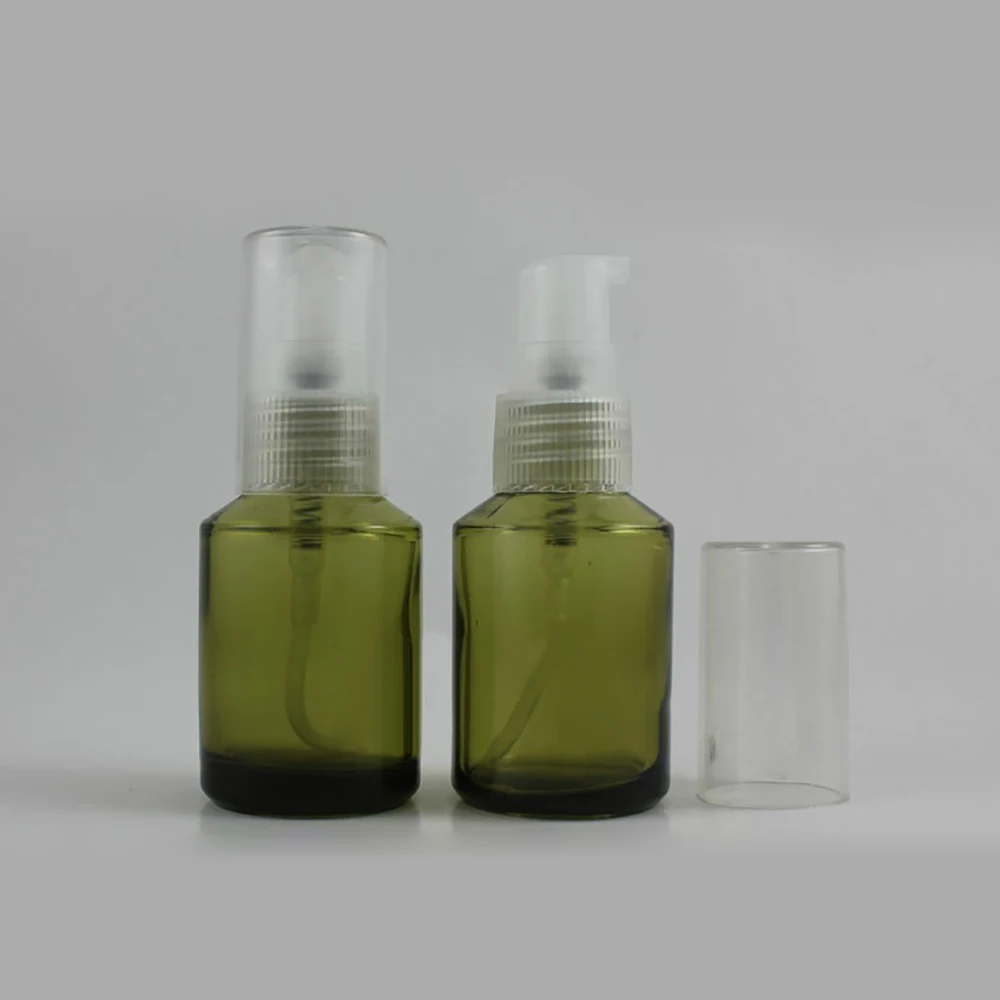 

50pcs wholesale 30 ml light green glass round lotion container , 1ounce glass cosmetic bottles liquid cream