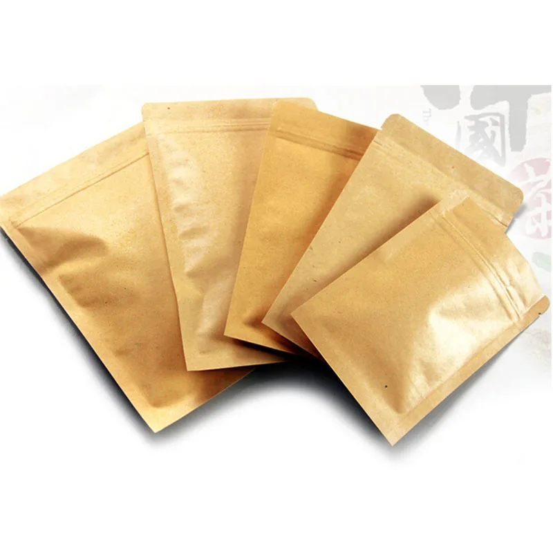 Custom 6*8cm/20*30cm 12 sizes small large paper zipper bag ,small brown kraft bag/ kraft foil food packaging bag with zip lock