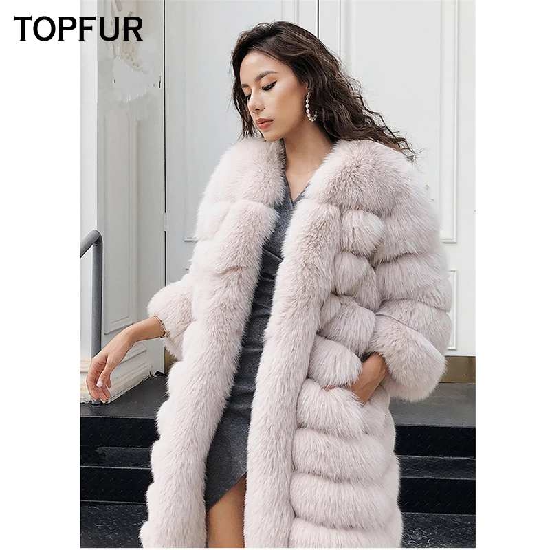 TOPFUR Women Real Fur Genuine Leather Coat Top Quality Luxury Winter Natural Fox Fur JacketThick Real Fox Fur Outwear Basic 2020