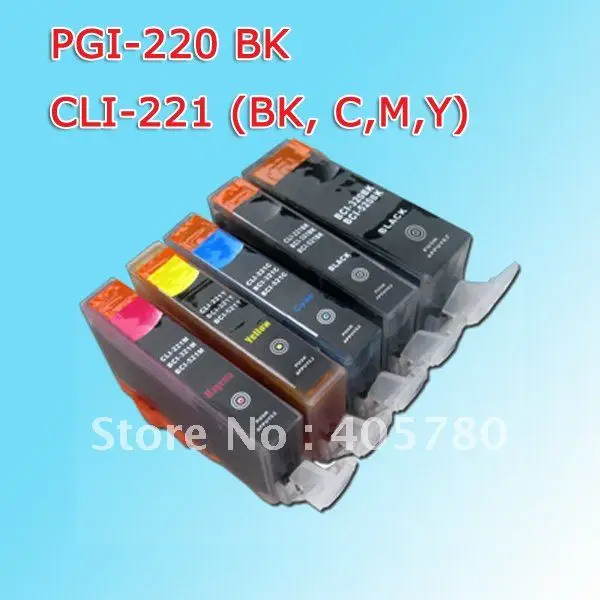 Wholesale 25pcs PGI220 INK cartridges PGI-220BK/CLI-221BK/C/M/Y with chip FOR Canon PIXMA MP540/MP620/MP630/MP640/MP980