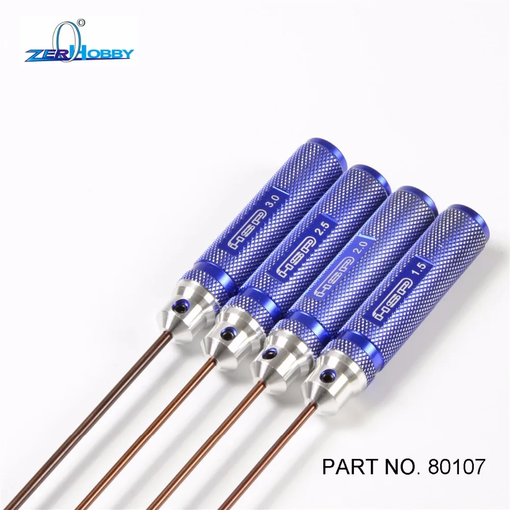 HSP RACING RC CAR TOOL KIT NO. 80107 4PCS PER LOT BLUE METAL HEX KEY SCREW DRIVER 3mm 2.5mm 2mm 1.5mm