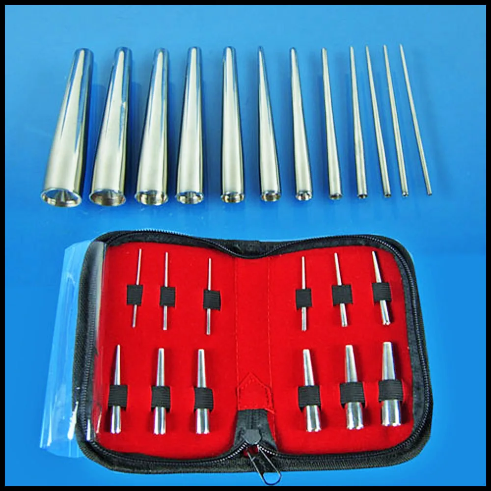 BOG- 316L Steel Insertion Pins Taper Expander Stretching Kit Concave Ear Taper Set Professional Body Piercing Tool 12PCS/Kit