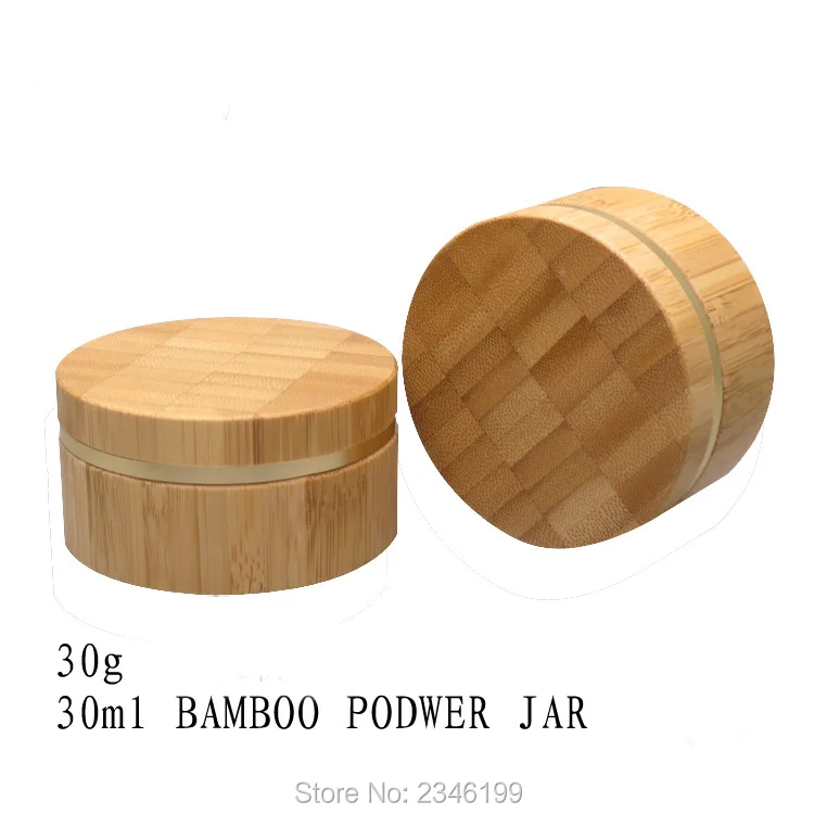 30ML 30G 6pcs/lot Empty Bamboo Wooden Loose Powder Jar with Sifter n Jar, Top Garde DIY Environmental Cosmetic Powder Case