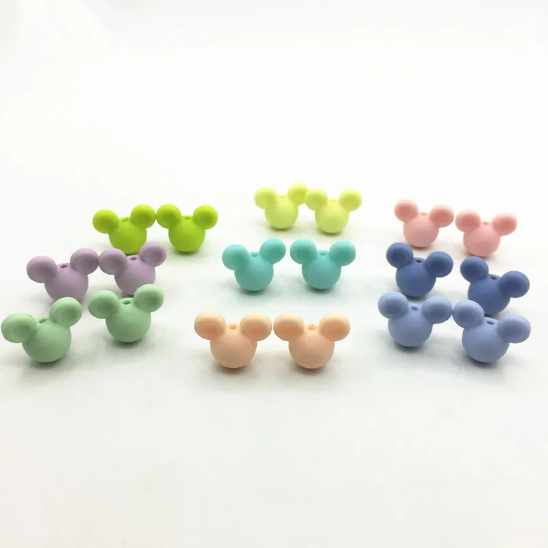 10pcs silicone mickey Beads Food Grade Baby Teethers Bead Round 14MM Cartoon Teething Silicone loose beads for baby chew