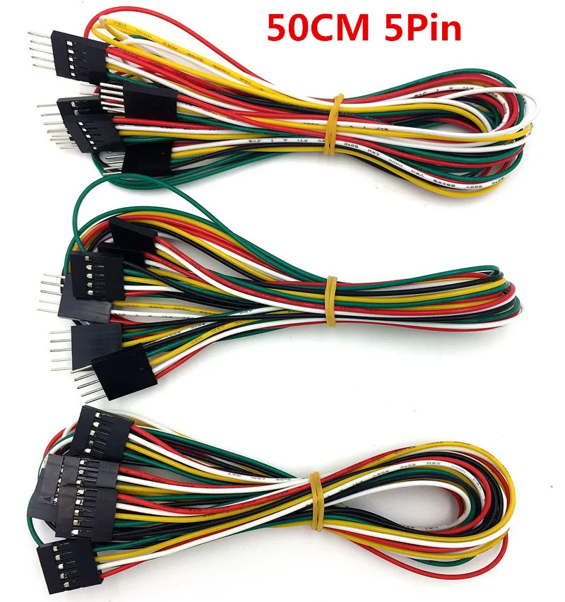 

10pcs/lot 50cm 5pin Breadboard Jumper Wires Cables 2.54mm AWG26 DuPont Cable Line wiring harness DIY Electronic Component