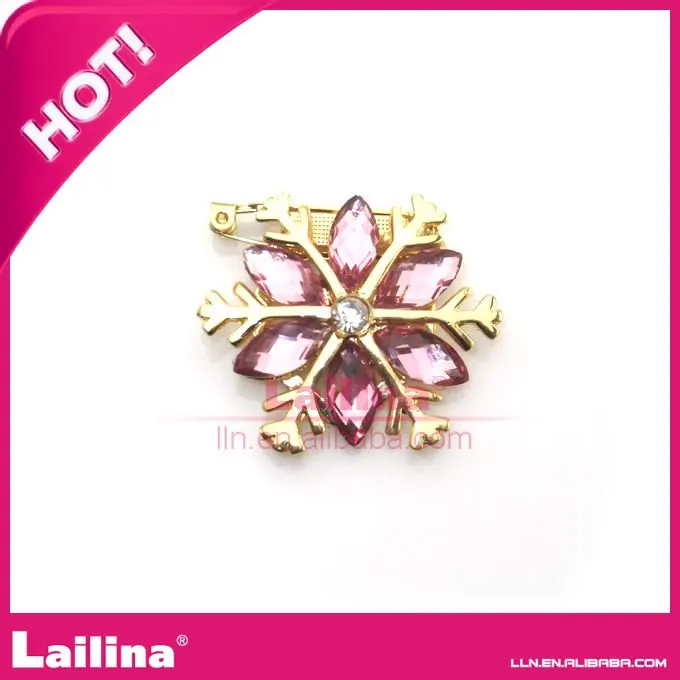 Christmas Decoration Brooch/Button Fashion Crystal Snowflake Button For Christmas