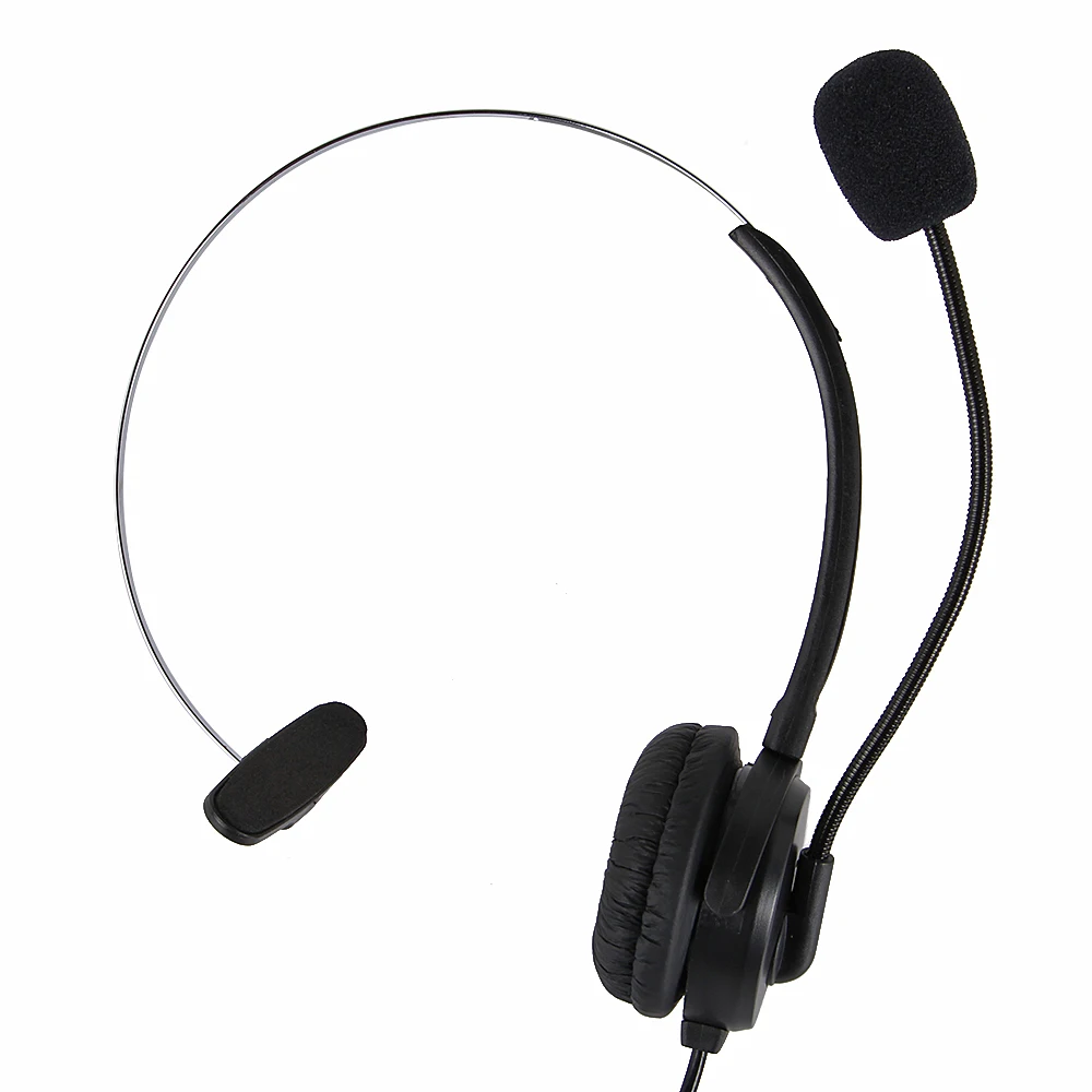 Call Center Telephone /IP Headset with Adjustable Boom Mic 4-pin RJ9 Modular Connector for 3Com Aastra Alcatel-Lucent