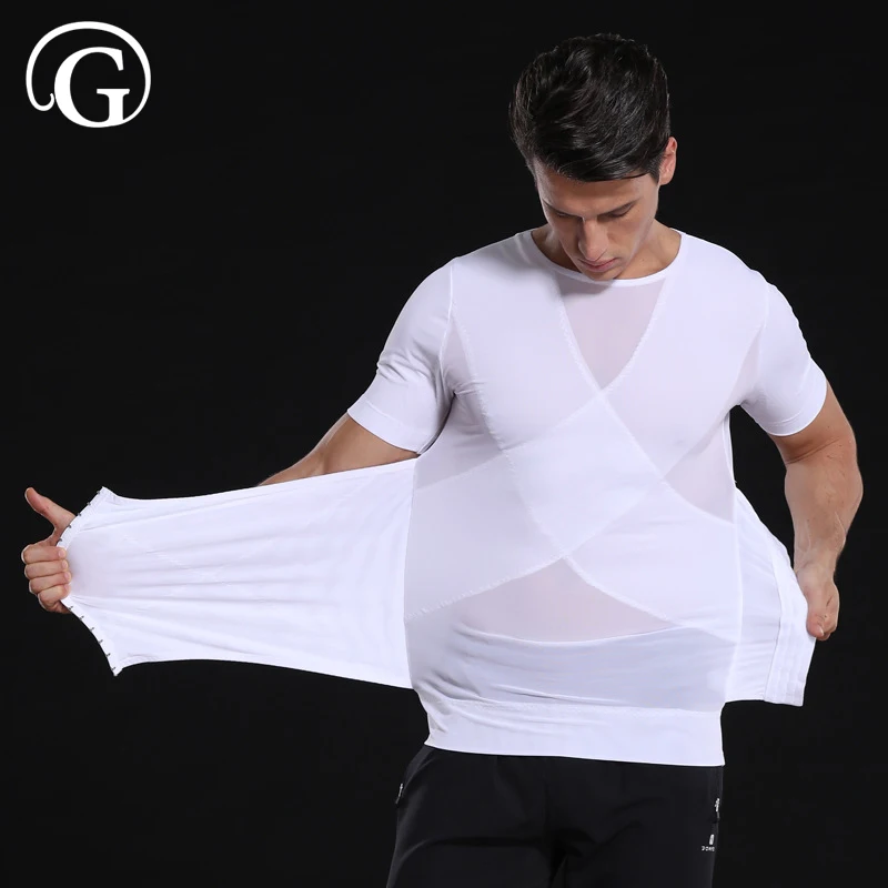 Hommes minceur Shaper Posture hauts mâle ventre Abdomen correcteur Compression musculation poitrine ventre chemise Corset