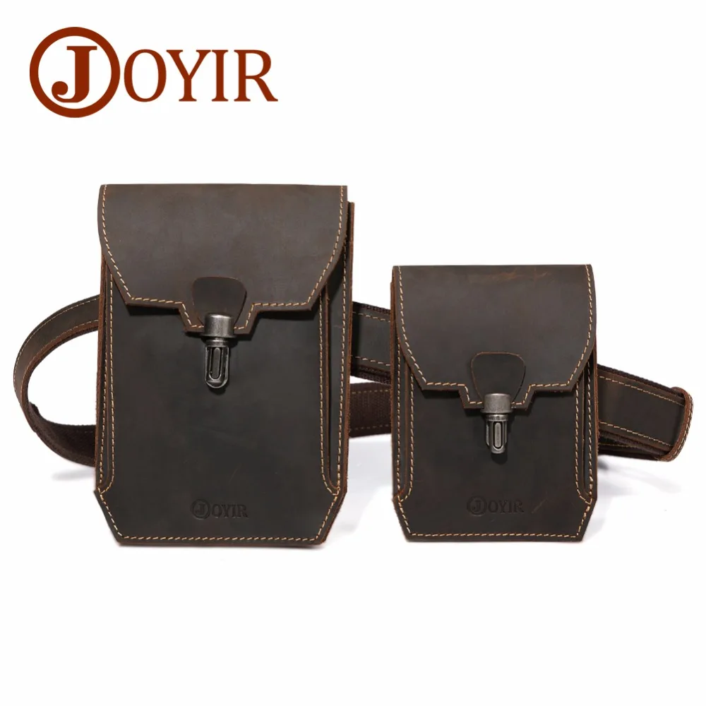 

JOYIR Genuine Leather Waist Bag Belt Bag for Men Vintage Fanny Pack Double Waist Packs Crossbody Bag Chest Bag for Male