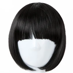 Children Wig Fei-Show Wig Synthetic Heat Resistant Fiber Short Wavy Hair Flat Neat Bangs Hairpieces for 50 Head Circumference