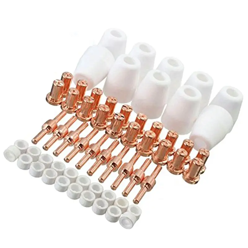 Brand New 60 Pcs/Set Ceramic + red copper Air Plasma Cutting Cutter Consumables Extended TIP Nozzles Electrode for PT31 LG40 Tor