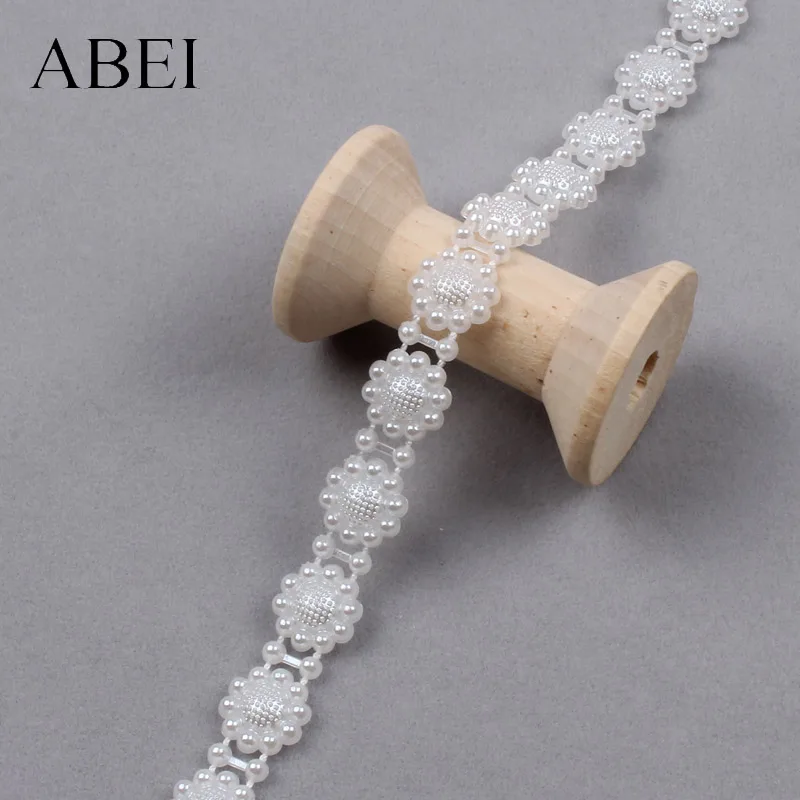 2yards 10mm Beaded Lace Ribbon For Wedding Party handicrafts DIY Sewing Garments Accessories Jewelry Ornaments Wholesale