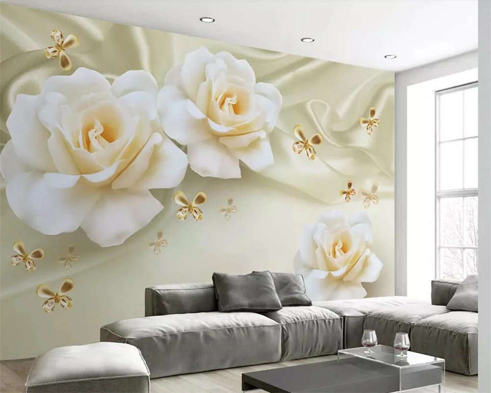 

Beibehang Custom wallpaper warm rose silk TV background wall paper home decoration living room bedroom bed murals 3d wallpaper