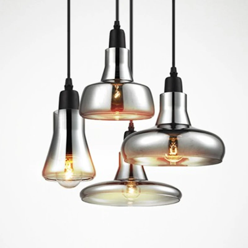 vintage glass pendant light grey color ,clear color ,amber color pendant lamps with bulbs 110V/220V led pendant lights