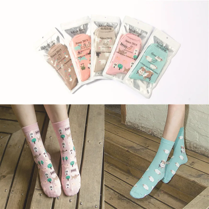 

2016 new direct new winter casual cute puppy female duck cartoon cotton in tube socks