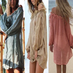 2019 New Chiffon See Through Cover-up Beachwear Bikini Cover Ups  Summer Sale White Kaftan Swimwear Dress Multiple Colour