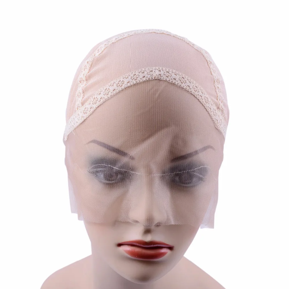 Gorro de peluca con malla frontal, Color Beige, para hacer pelucas con correa ajustable, sin pegamento