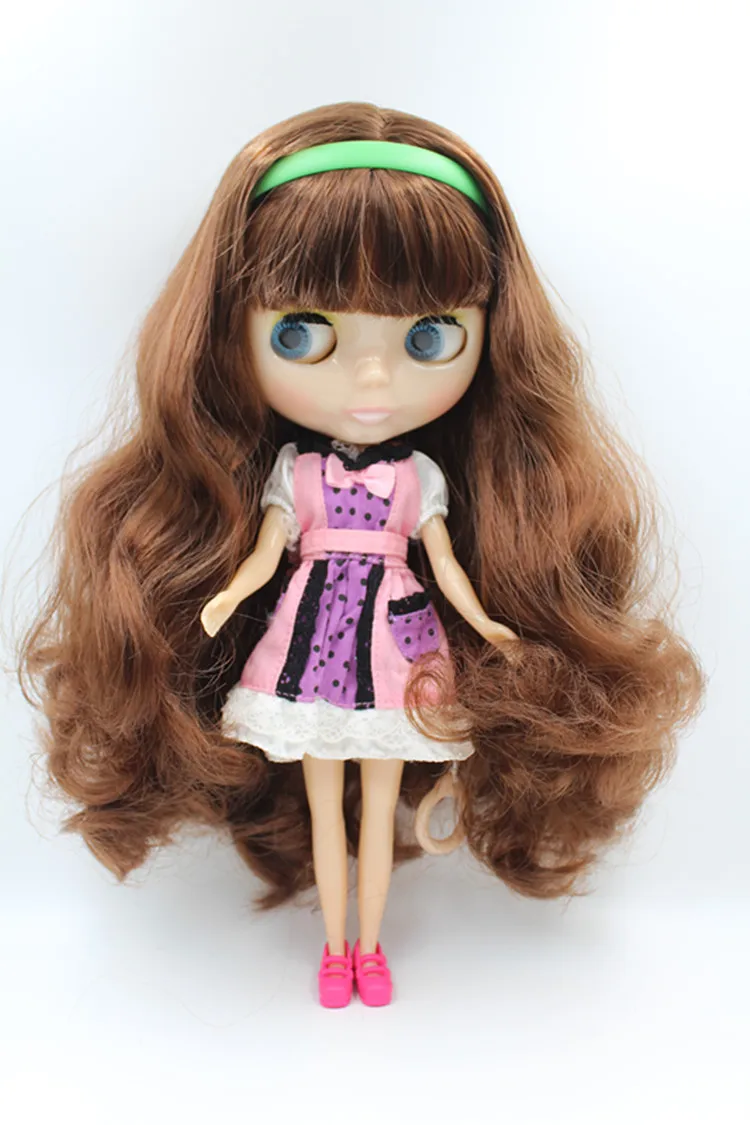 

Кукла Blygirl borwn с кудрявыми волосами, челка 30 см, кукла 1/6 Blyth, кукла с модным телом, можно заправить макияж, модная Кукла с белой кожей