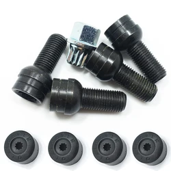 M14*1.5MM Black Steel Wheel Bolt & Lock Lug Nut Set With Key For Golf Jetta Bora Car Accessories