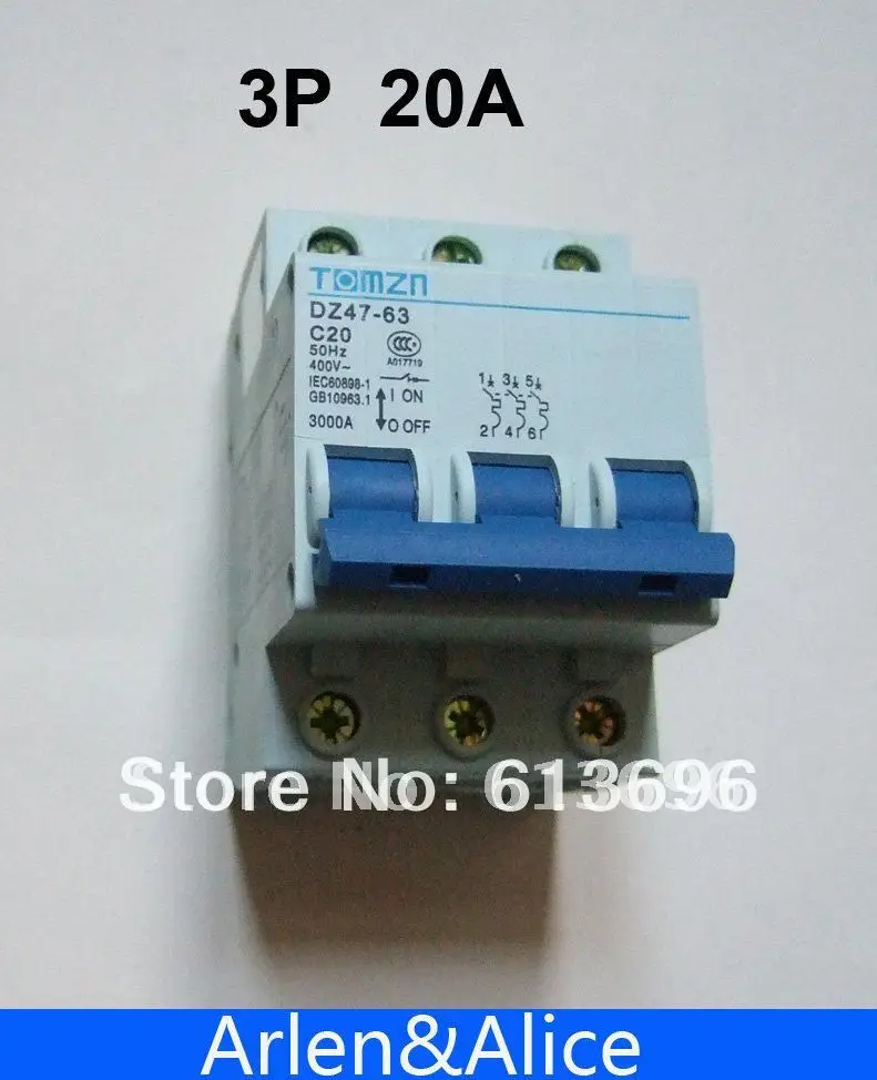 3P 20A 400V~ 50HZ/60HZ Circuit breaker MCB C TYPE